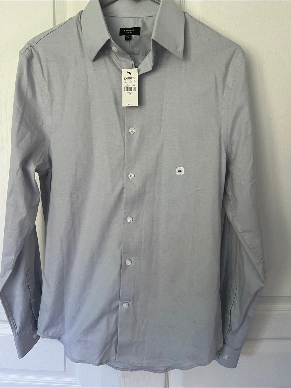 Express Men's Light gray Long Sleeve Dress Shirt
